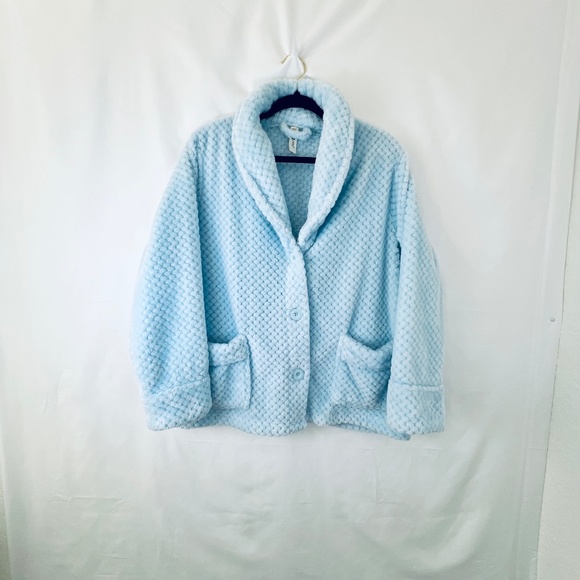 LA Cera Bed Jacket powder blue size L - Picture 1 of 7